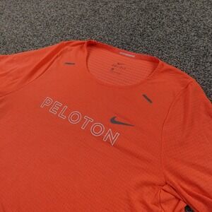 Nike Shirt Mens L Orange Dri FIT Peloton Running Short Sleeve Athletic Gym Tee